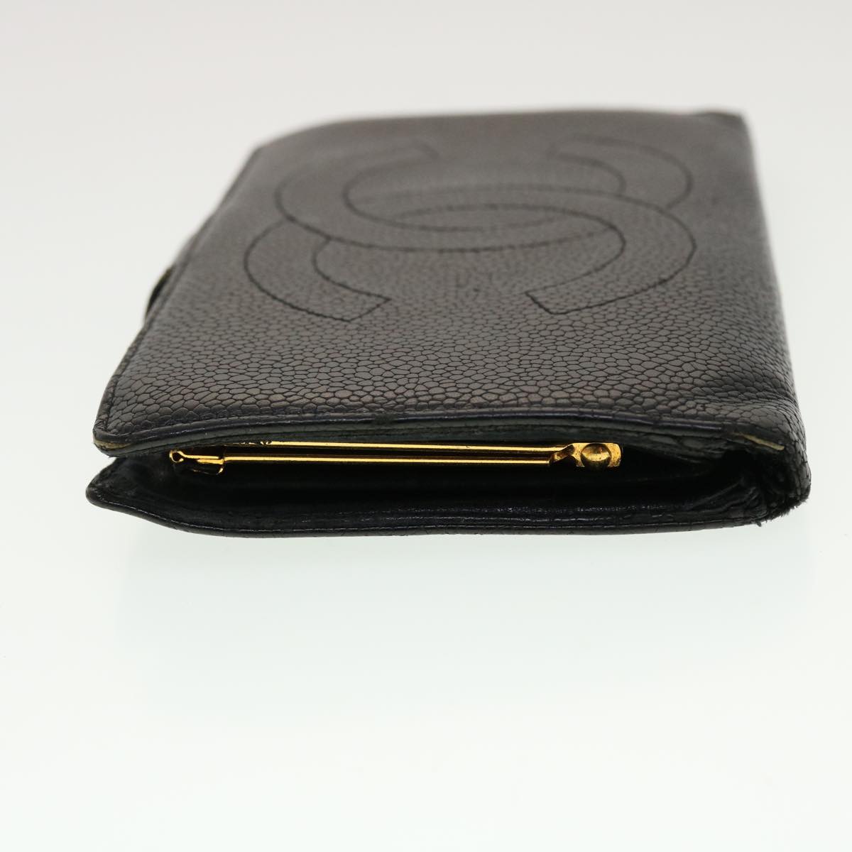 CHANEL Long Wallet Caviar Skin Black CC  ti1128