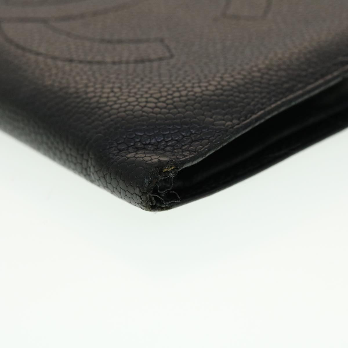 CHANEL Long Wallet Caviar Skin Black CC  ti1128