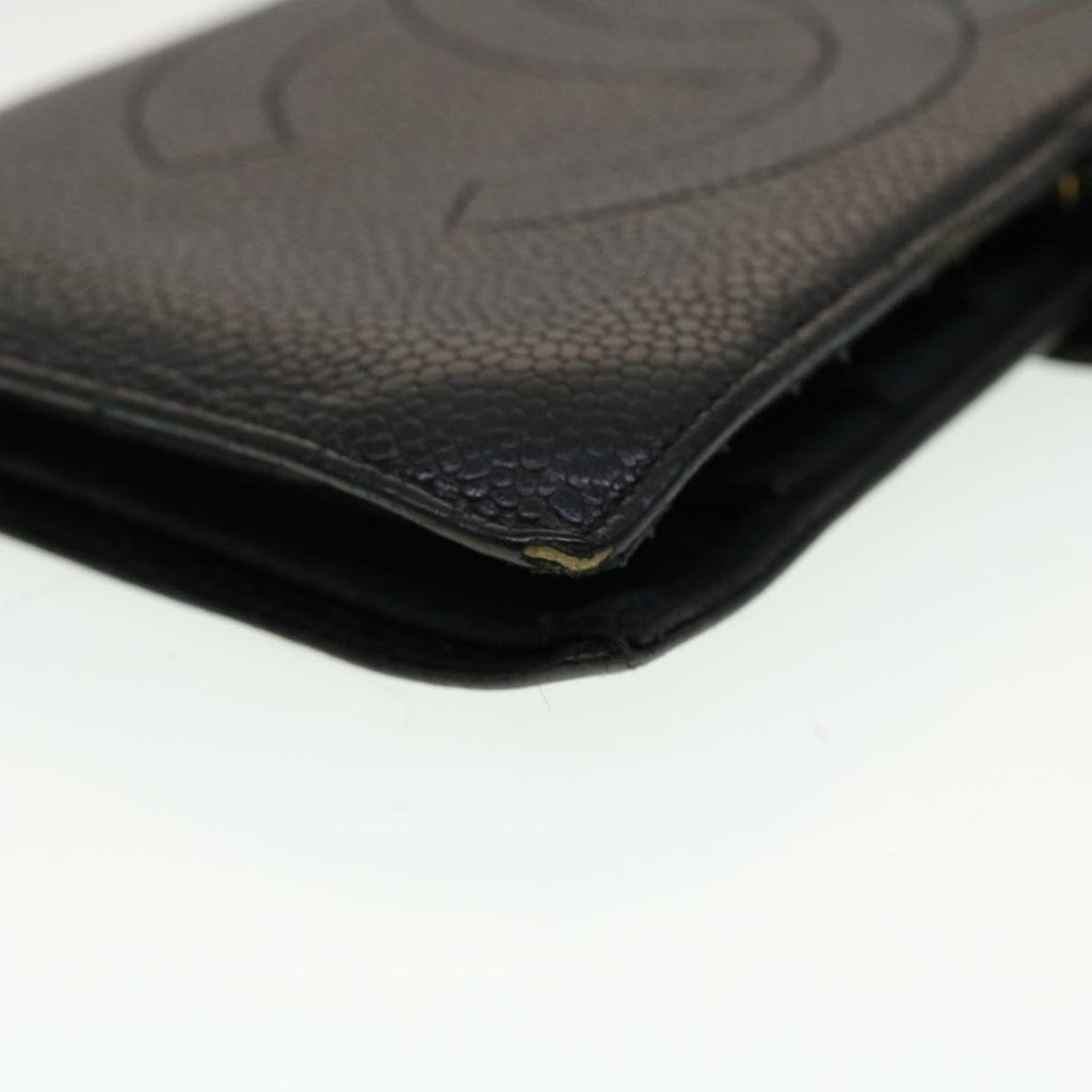 CHANEL Long Wallet Caviar Skin Black CC  ti1128