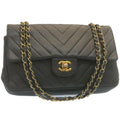 CHANEL Mademoiselle Turn Lock Flap Shoulder Bag Lamb Skin Black CC  tp204A