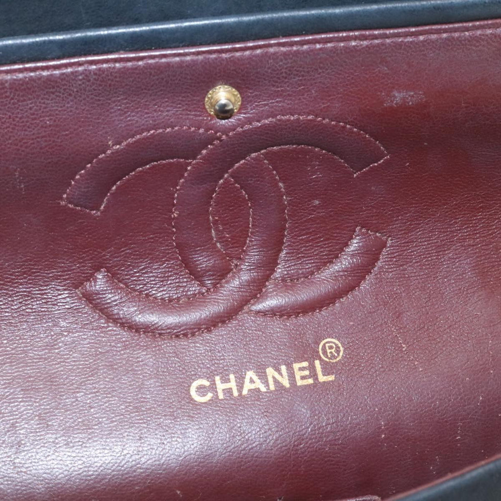 CHANEL Mademoiselle Turn Lock Flap Shoulder Bag Lamb Skin Black CC  tp204A