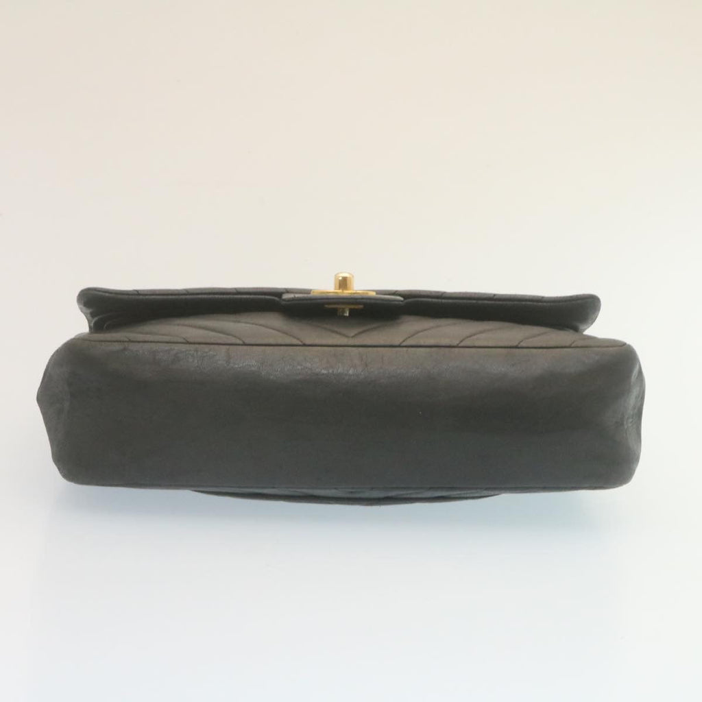 CHANEL Mademoiselle Turn Lock Flap Shoulder Bag Lamb Skin Black CC  tp204A