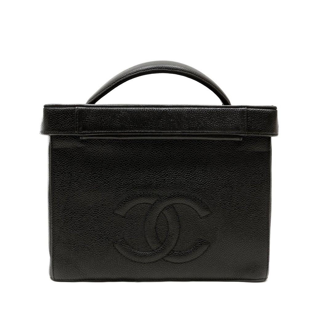 Chanel Black Caviar Large Vanity Box NO Straps w/ Gold Hardware