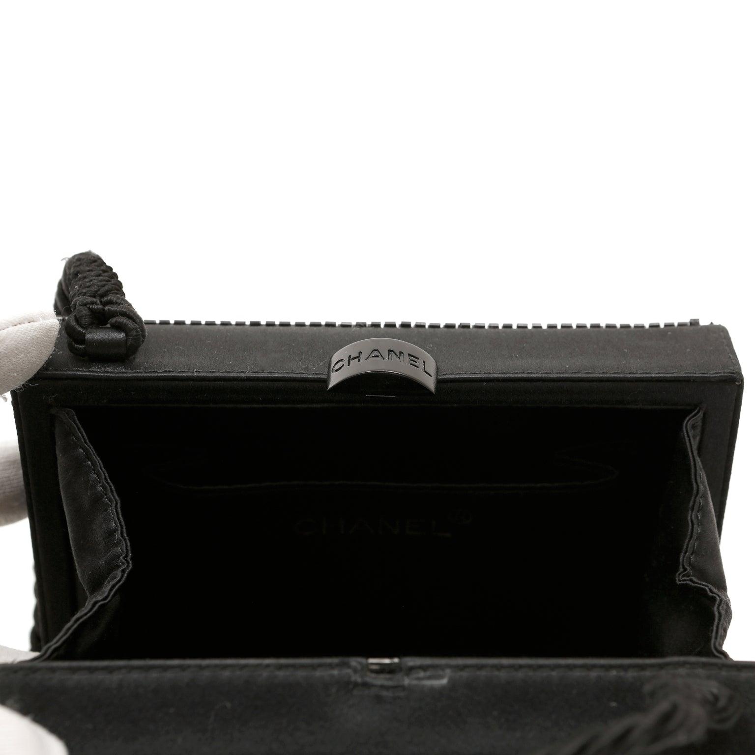 Chanel Black Vintage Beaded Mini Box Evening Bag