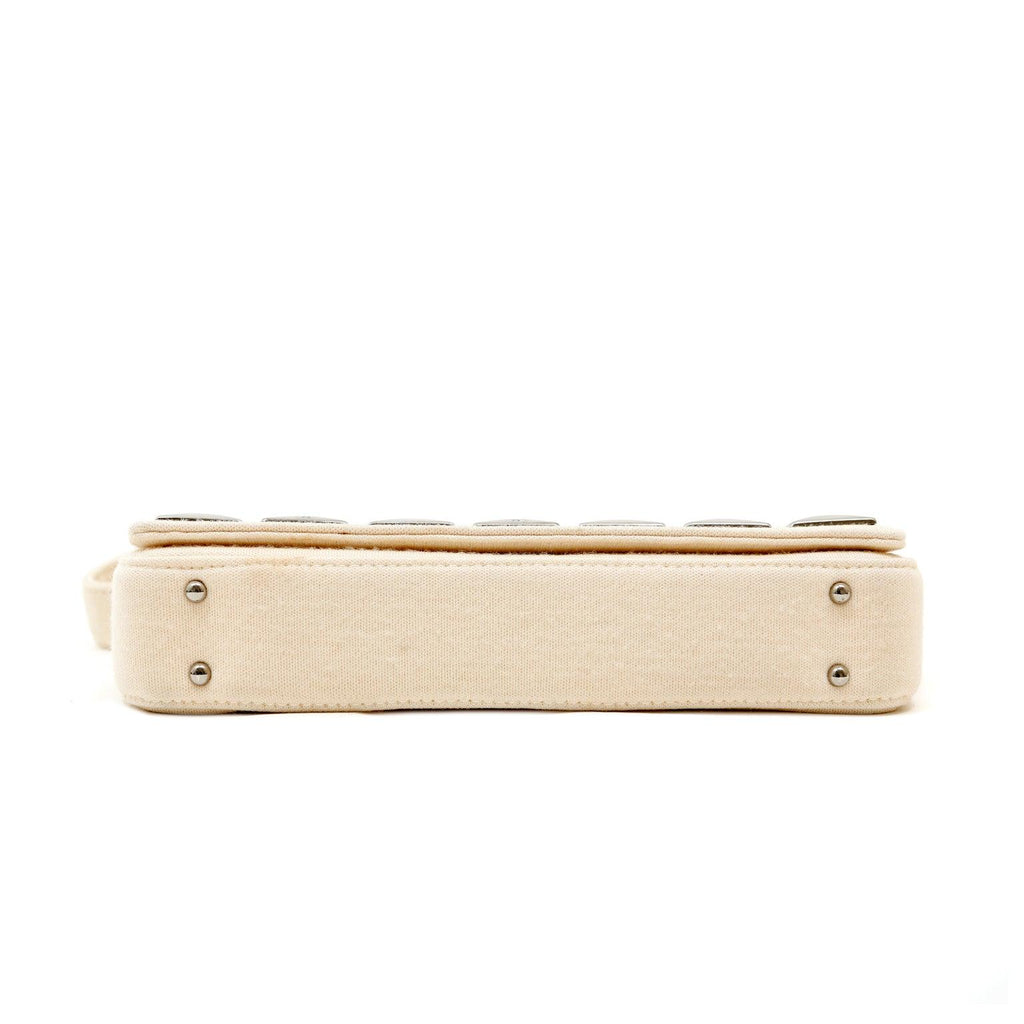 Chanel Ivory Jersey Evening Bag with Mirrored Pyramid Studs