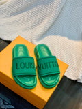 louis vuitton Women's Pool Pillow Flat Comfort Mule Green For Women LV