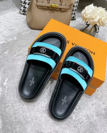 louis vuitton Women's Pool Pillow Flat Comfort Mule Blue For Women LV