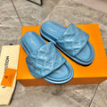 louis vuitton Women's Pool Pillow Flat Comfort Mule Blue For Women LV