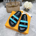 louis vuitton Women's Pool Pillow Flat Comfort Mule Blue For Women LV