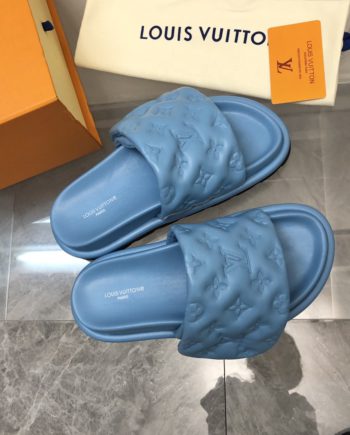 louis vuitton Women's Pool Pillow Flat Comfort Mule Blue For Women LV