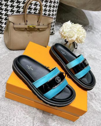 louis vuitton Women's Pool Pillow Flat Comfort Mule Blue For Women LV