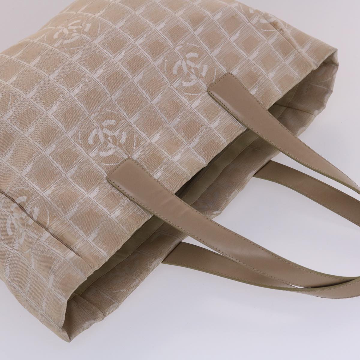 CHANEL New Travel Line Shoulder Bag Nylon Beige CC  yb272