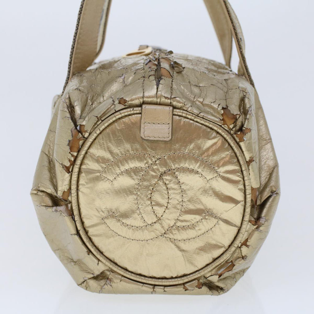 CHANEL Boston Bag Patent leather Gold Tone CC  yb278