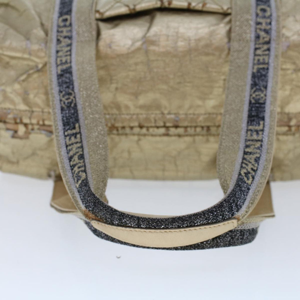 CHANEL Boston Bag Patent leather Gold Tone CC Auth yb278