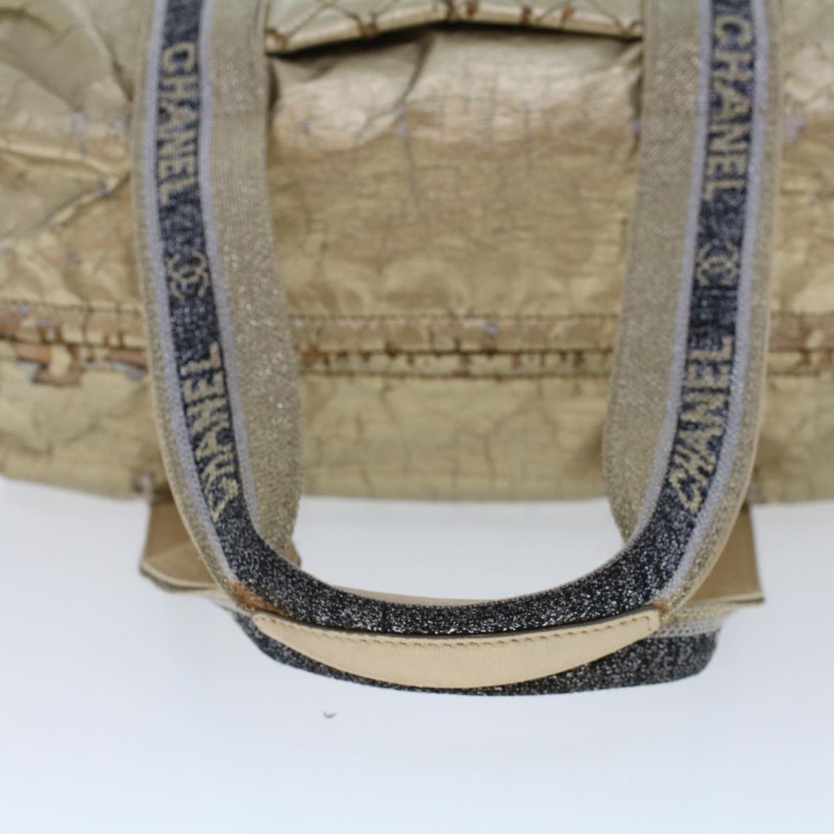 CHANEL Boston Bag Patent leather Gold Tone CC Auth yb278