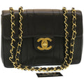 CHANEL Mademoiselle Big COCO Mark Chain ShoulderBag Lamb Skin Black  yk4080A