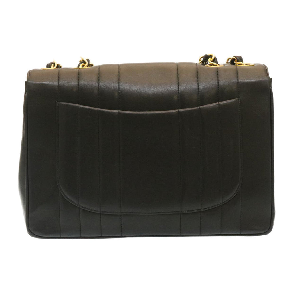 CHANEL Mademoiselle Big COCO Mark Chain ShoulderBag Lamb Skin Black  yk4080A