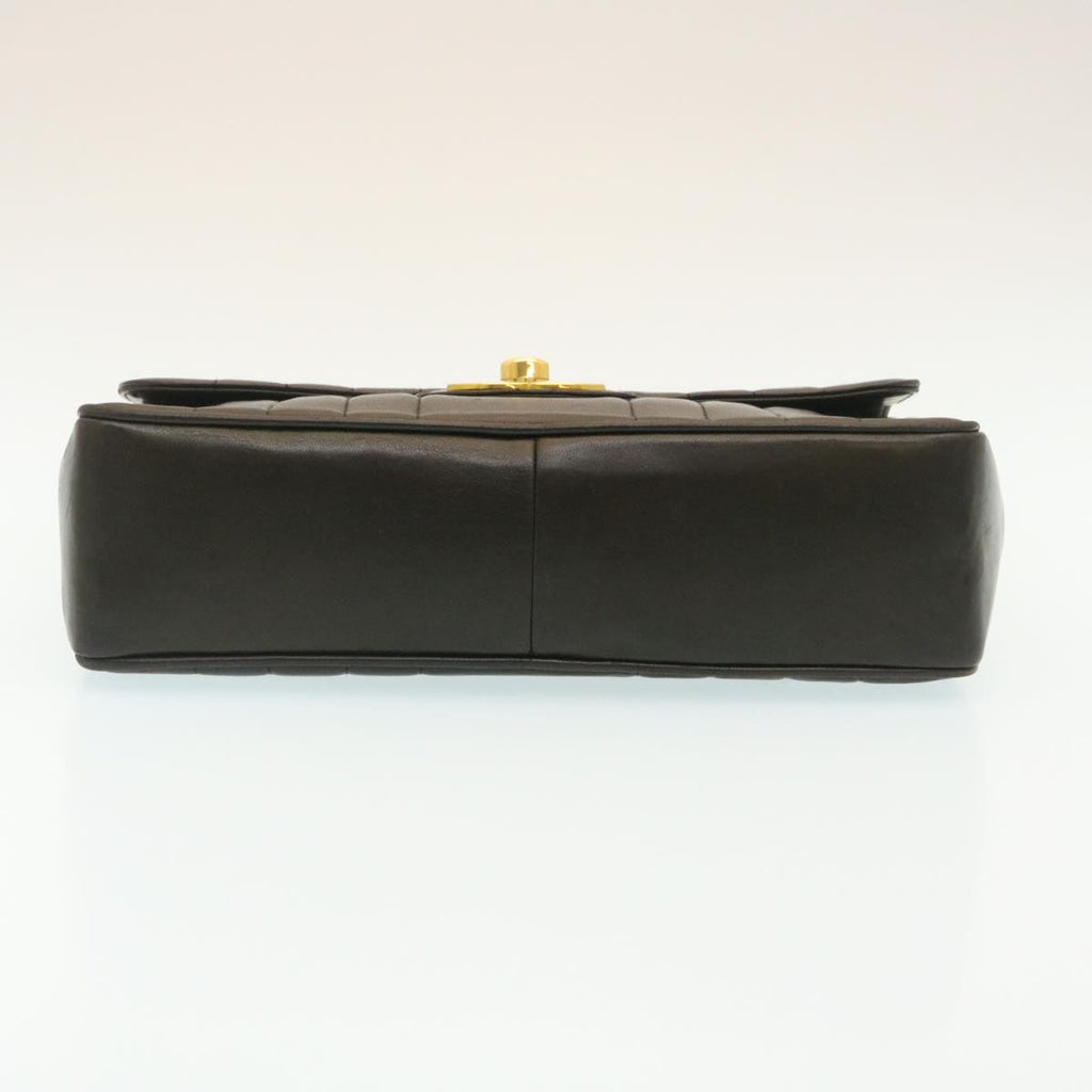 CHANEL Mademoiselle Big COCO Mark Chain ShoulderBag Lamb Skin Black  yk4080A