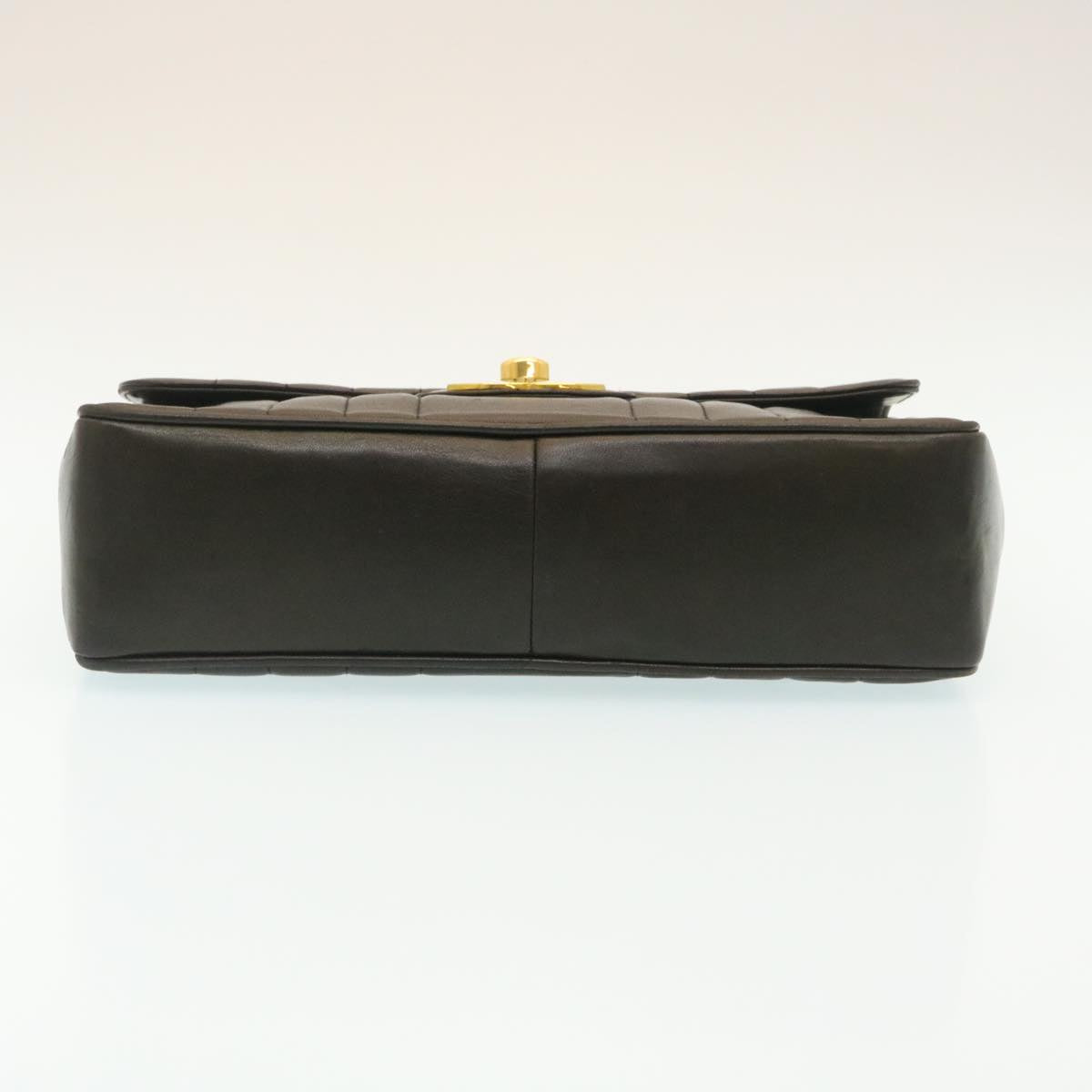 CHANEL Mademoiselle Big COCO Mark Chain ShoulderBag Lamb Skin Black  yk4080A