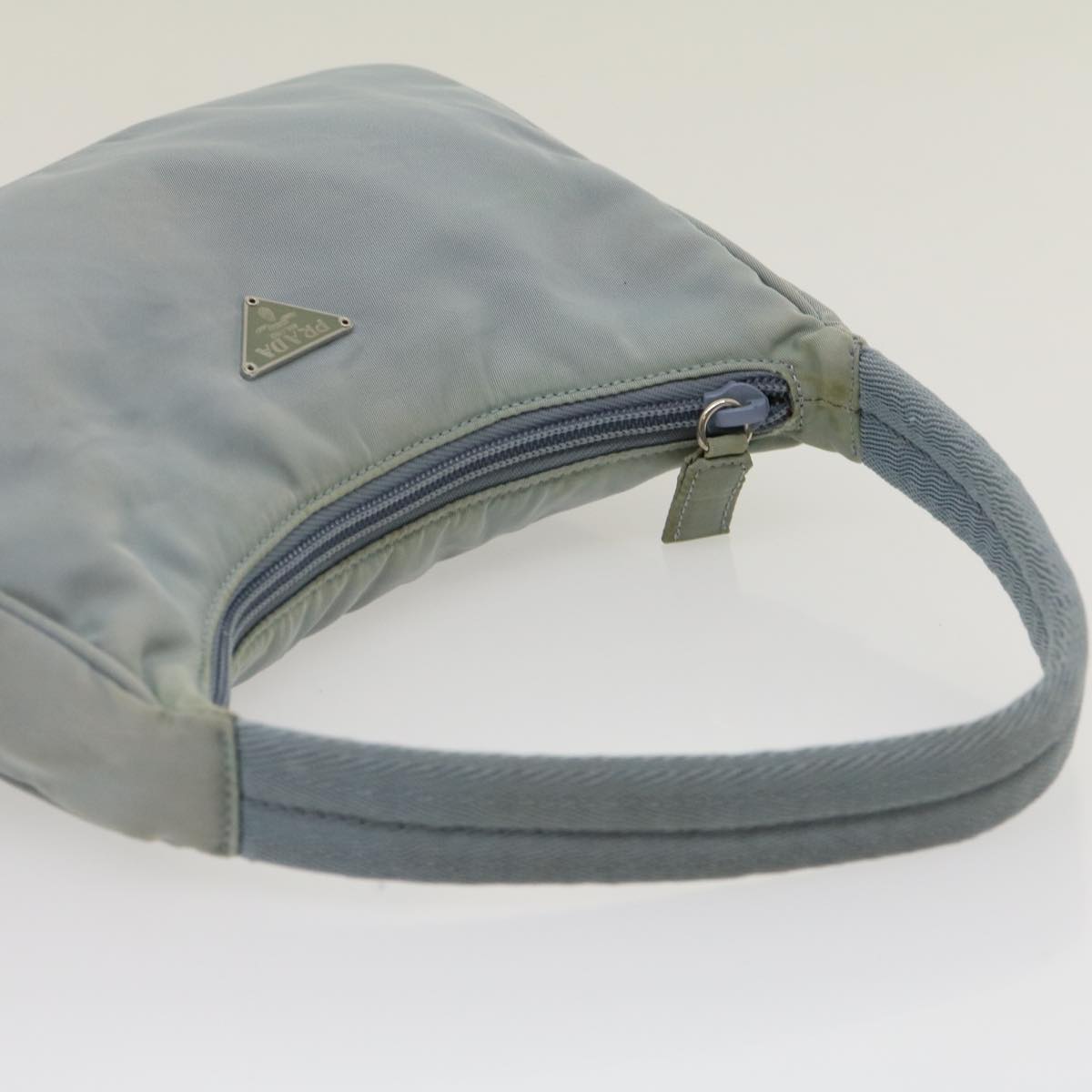 PRADA Pouch Hand Bag Nylon Light Blue  yk4554