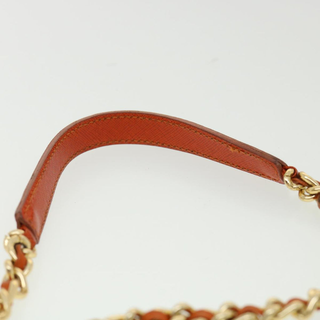 PRADA Quilted Chain Shoulder Bag Nylon Orange  yk5414