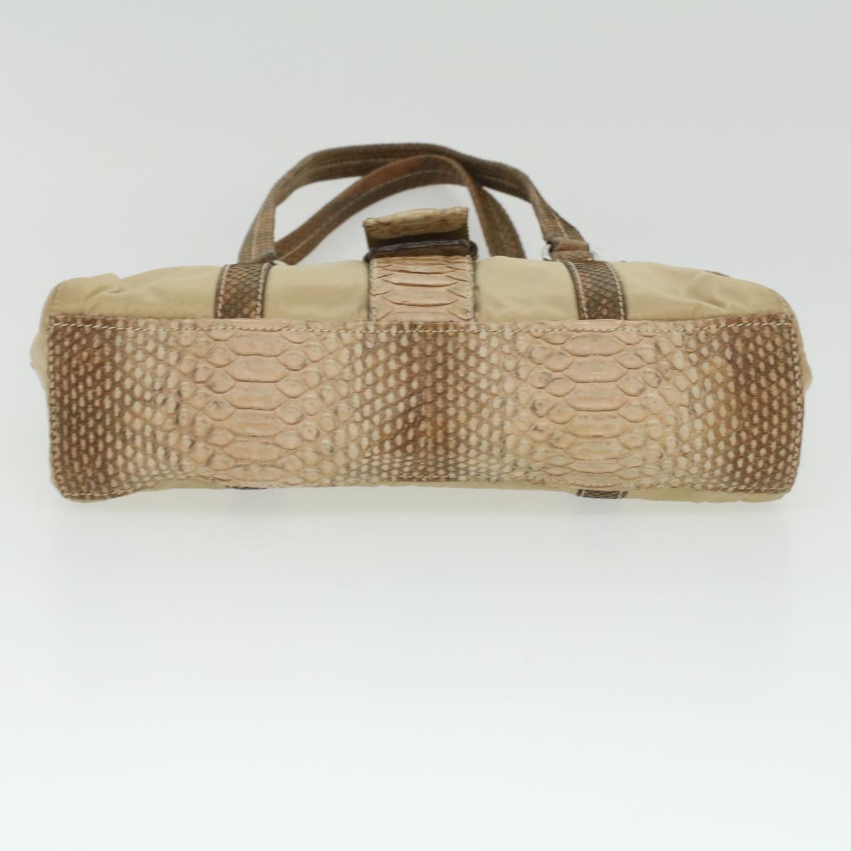 PRADA Snake pattern Semi-Shoulder Shoulder Bag Nylon Beige  yk5620