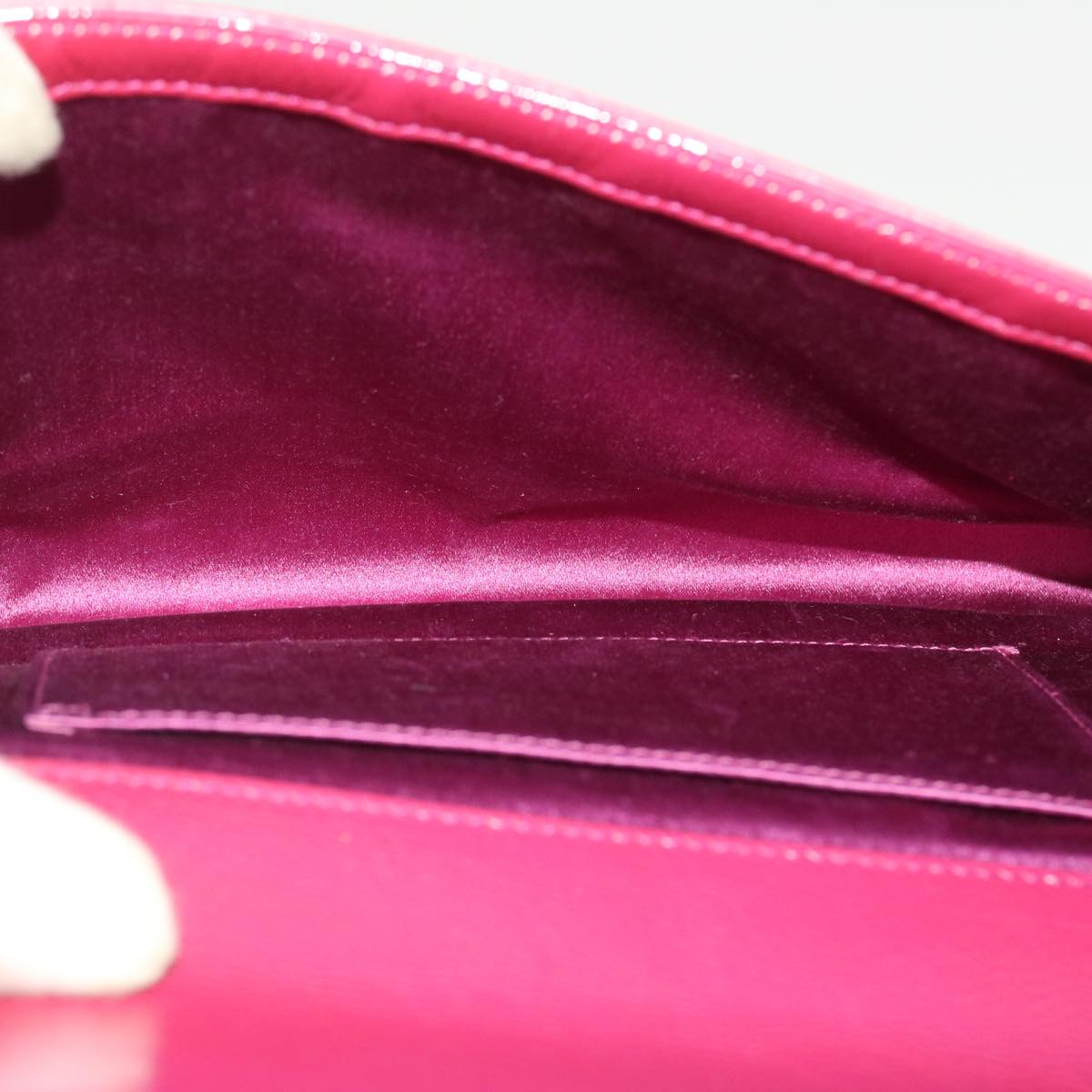 SAINT LAURENT Clutch Bag Patent Leather Red Purple Auth yk6626
