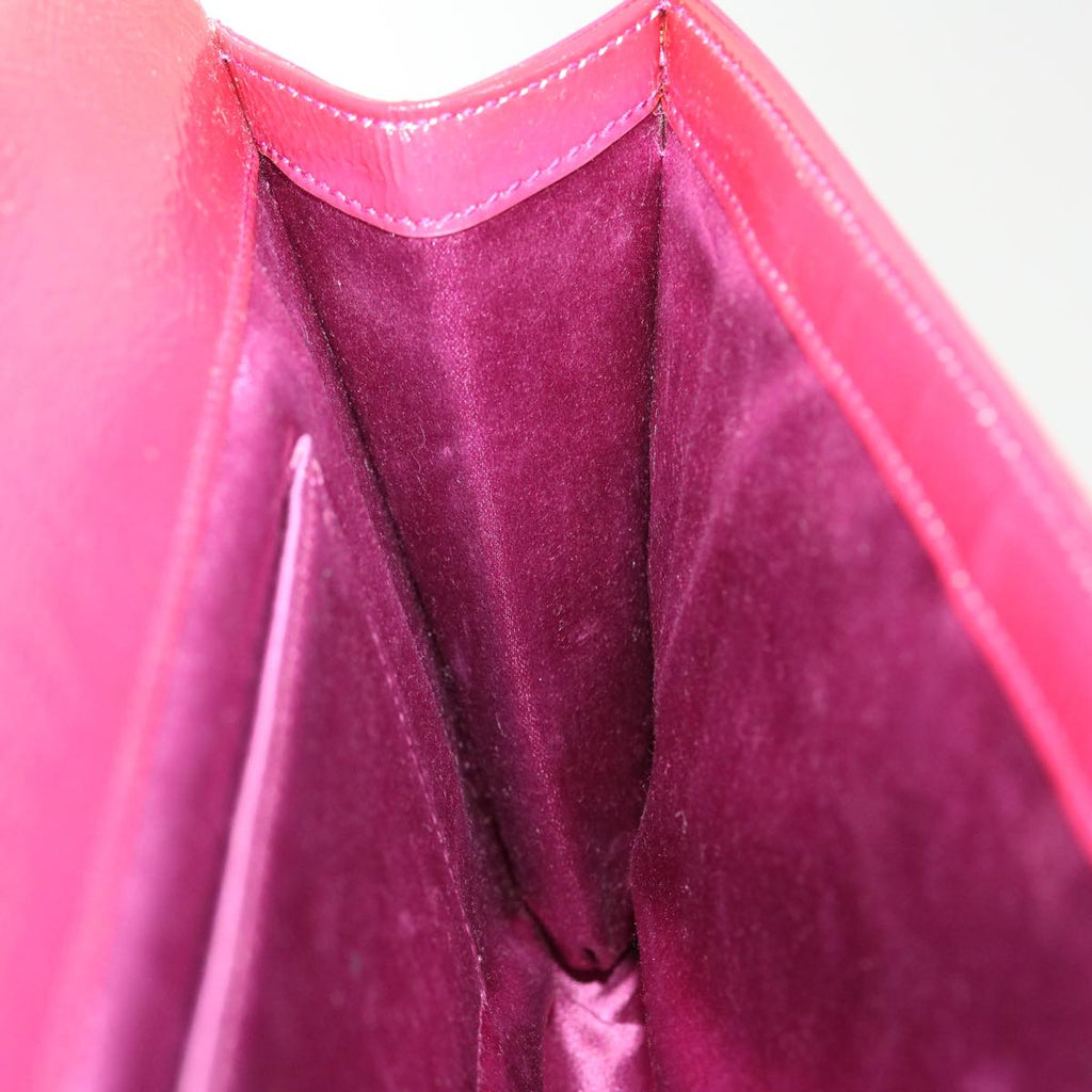 SAINT LAURENT Clutch Bag Patent Leather Red Purple Auth yk6626