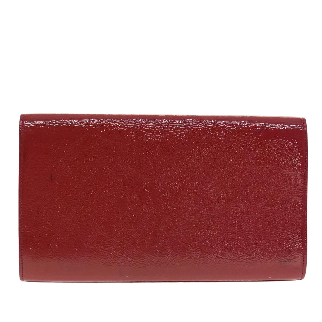 SAINT LAURENT Clutch Bag Patent Leather Red Purple Auth yk6626