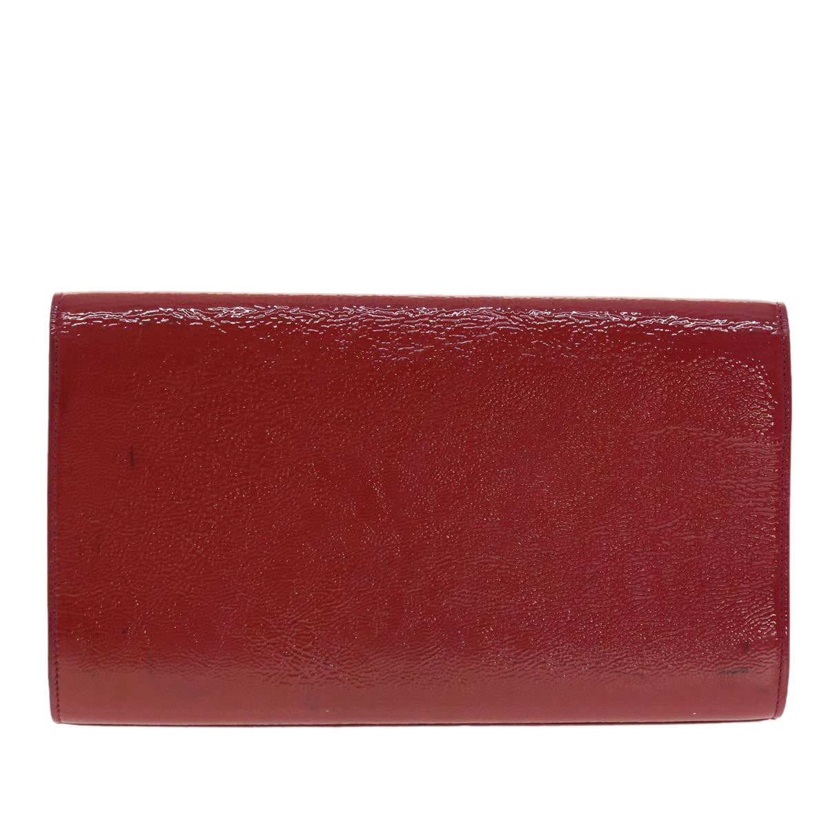 SAINT LAURENT Clutch Bag Patent Leather Red Purple Auth yk6626