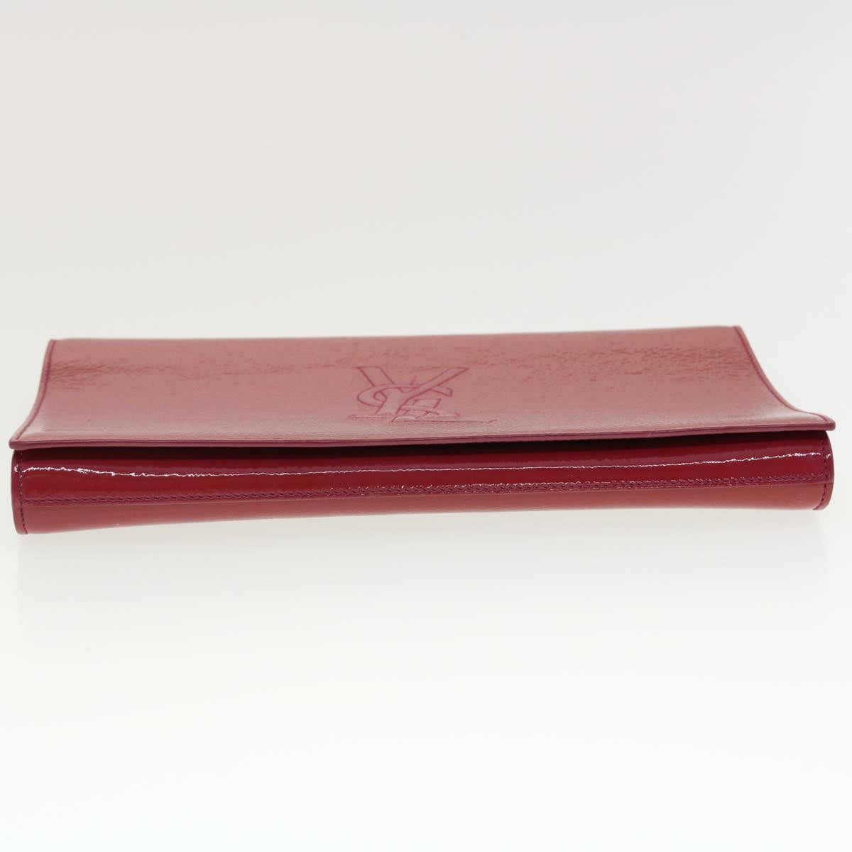 SAINT LAURENT Clutch Bag Patent Leather Red Purple Auth yk6626