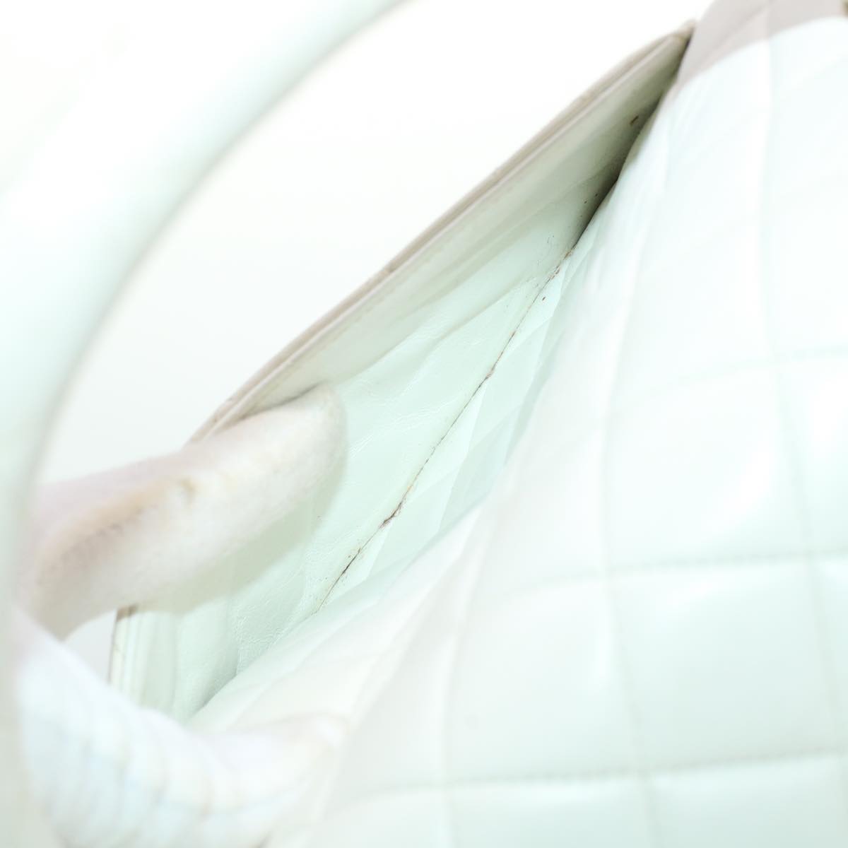 CHANEL Child Bag Hand Bag Lamb Skin White CC  yk7389B