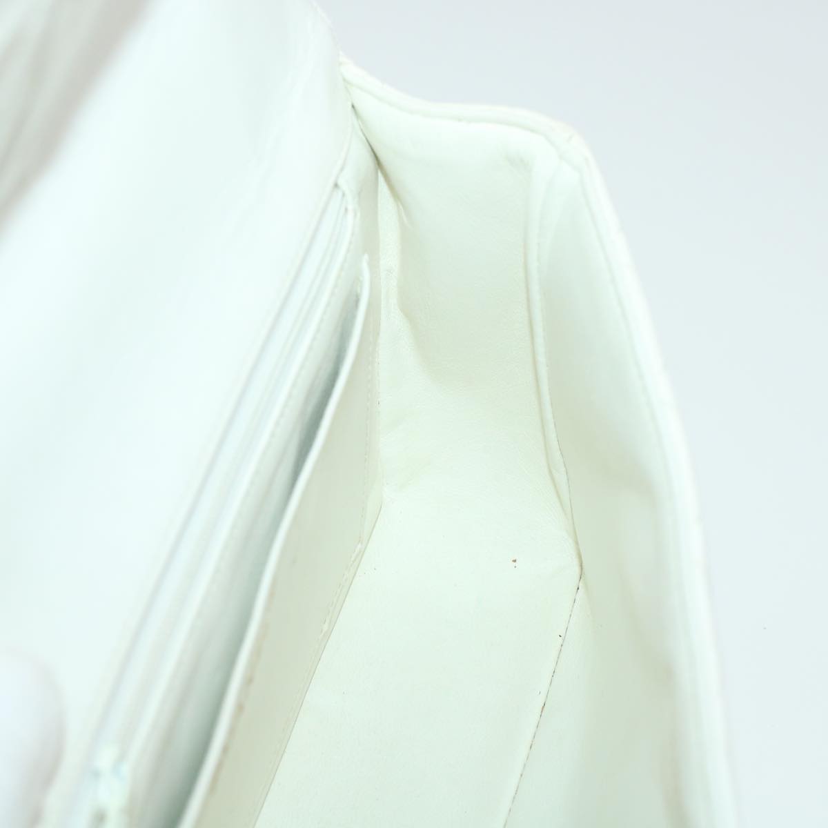 CHANEL Child Bag Hand Bag Lamb Skin White CC Auth yk7389B