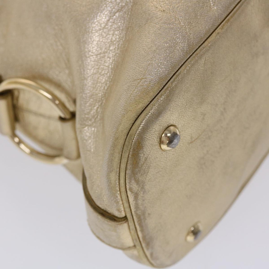 SAINT LAURENT Muse Hand Bag Leather Gold Tone 002122 Auth yk7591