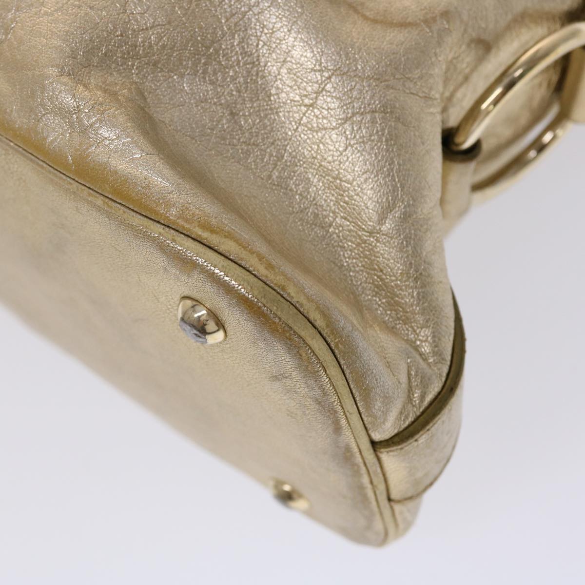 SAINT LAURENT Muse Hand Bag Leather Gold Tone 002122 Auth yk7591
