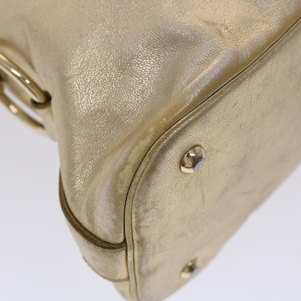SAINT LAURENT Muse Hand Bag Leather Gold Tone 002122 Auth yk7591
