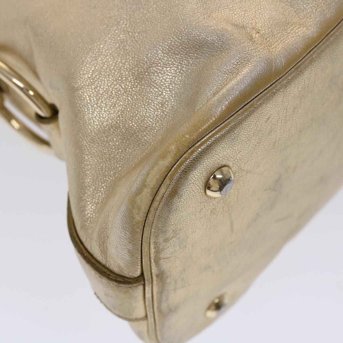 SAINT LAURENT Muse Hand Bag Leather Gold Tone 002122 Auth yk7591