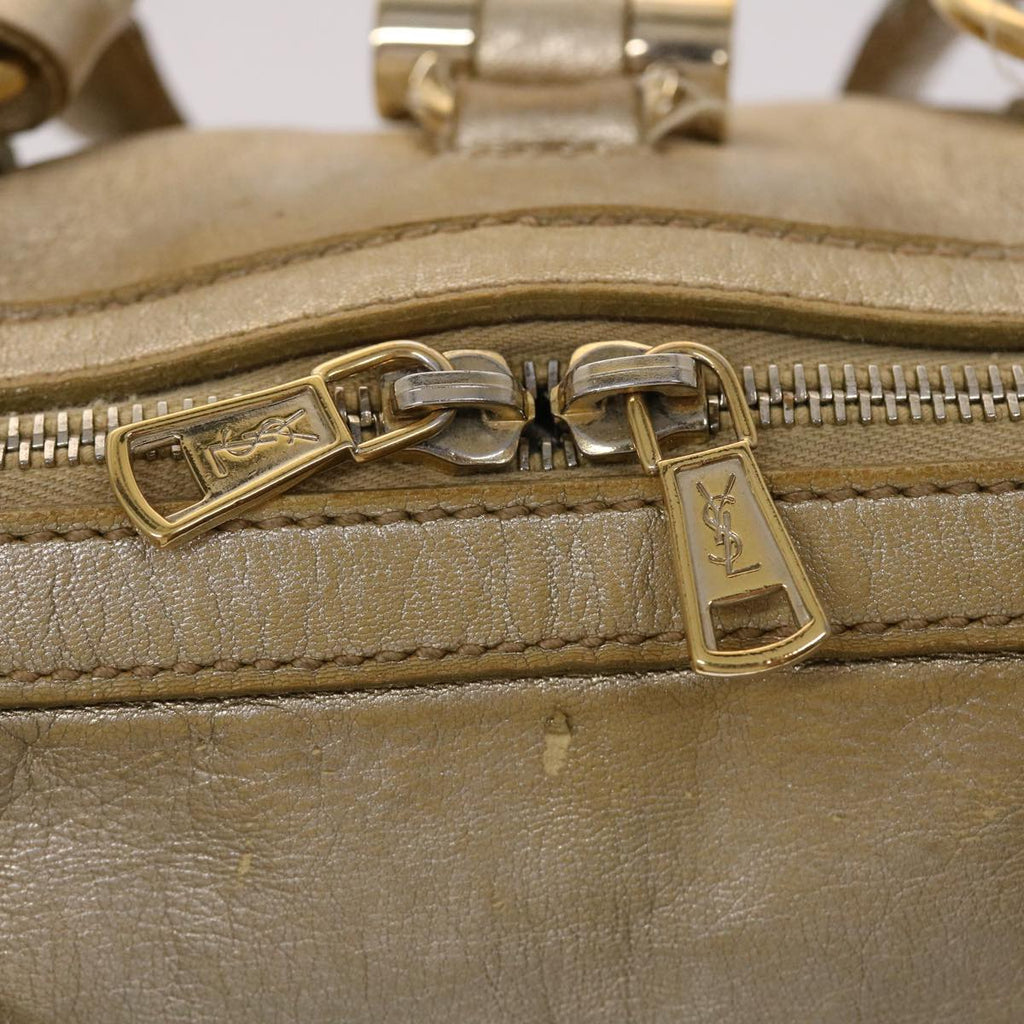 SAINT LAURENT Muse Hand Bag Leather Gold Tone 002122 Auth yk7591