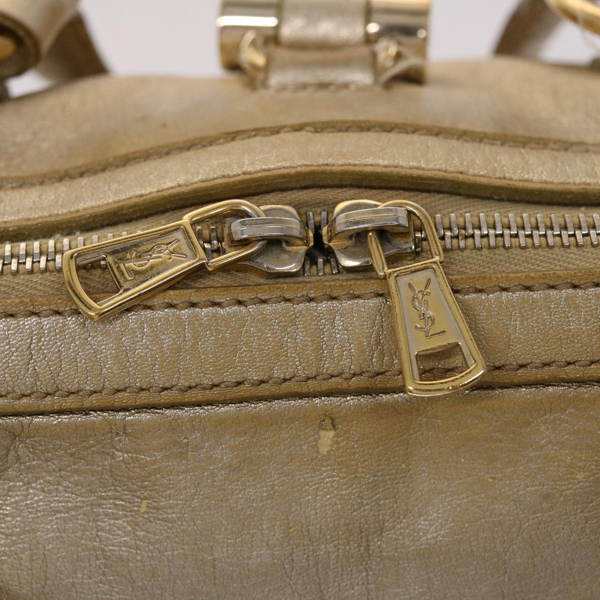SAINT LAURENT Muse Hand Bag Leather Gold Tone 002122 Auth yk7591