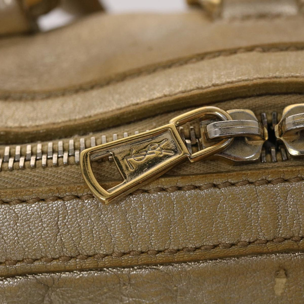 SAINT LAURENT Muse Hand Bag Leather Gold Tone 002122 Auth yk7591