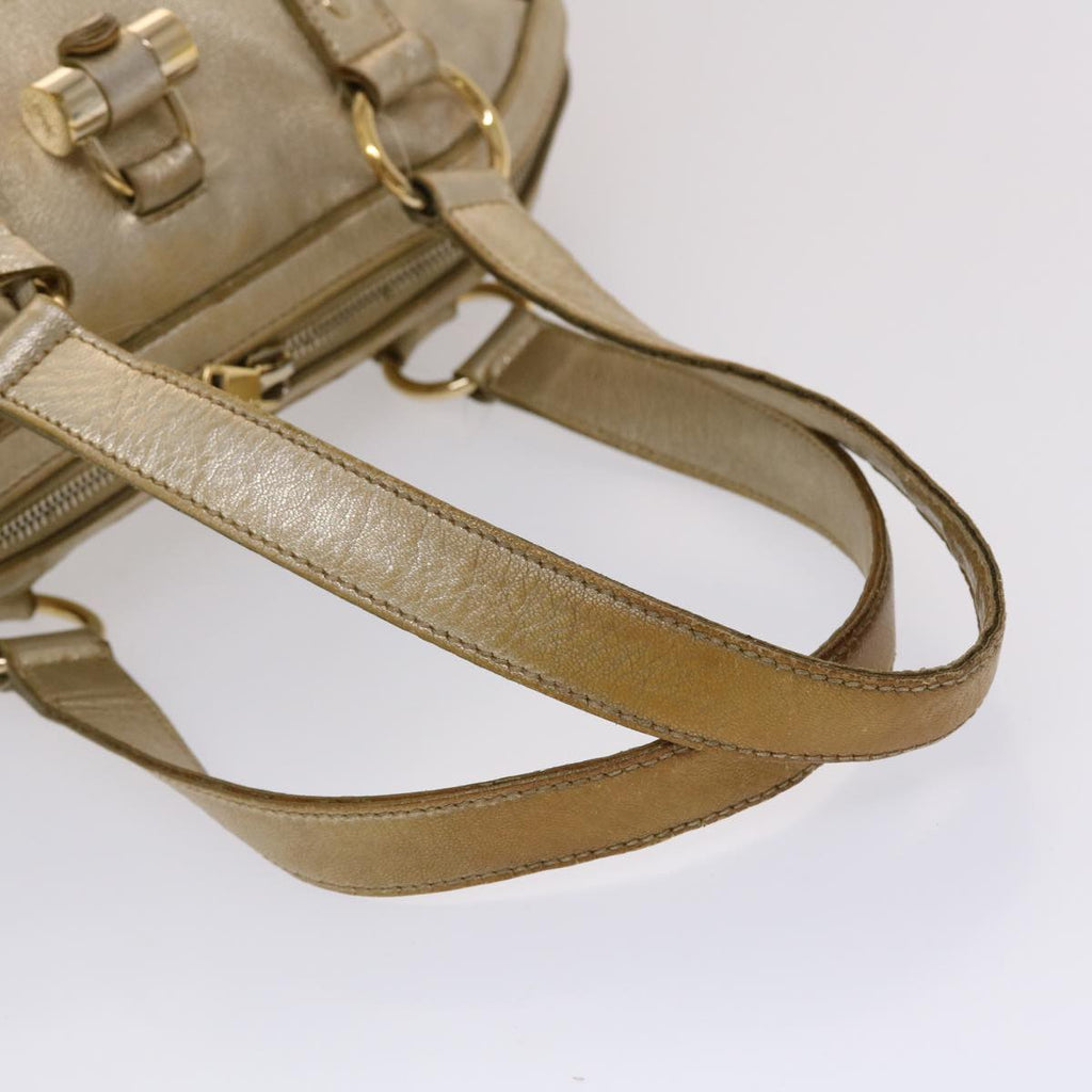 SAINT LAURENT Muse Hand Bag Leather Gold Tone 002122 Auth yk7591