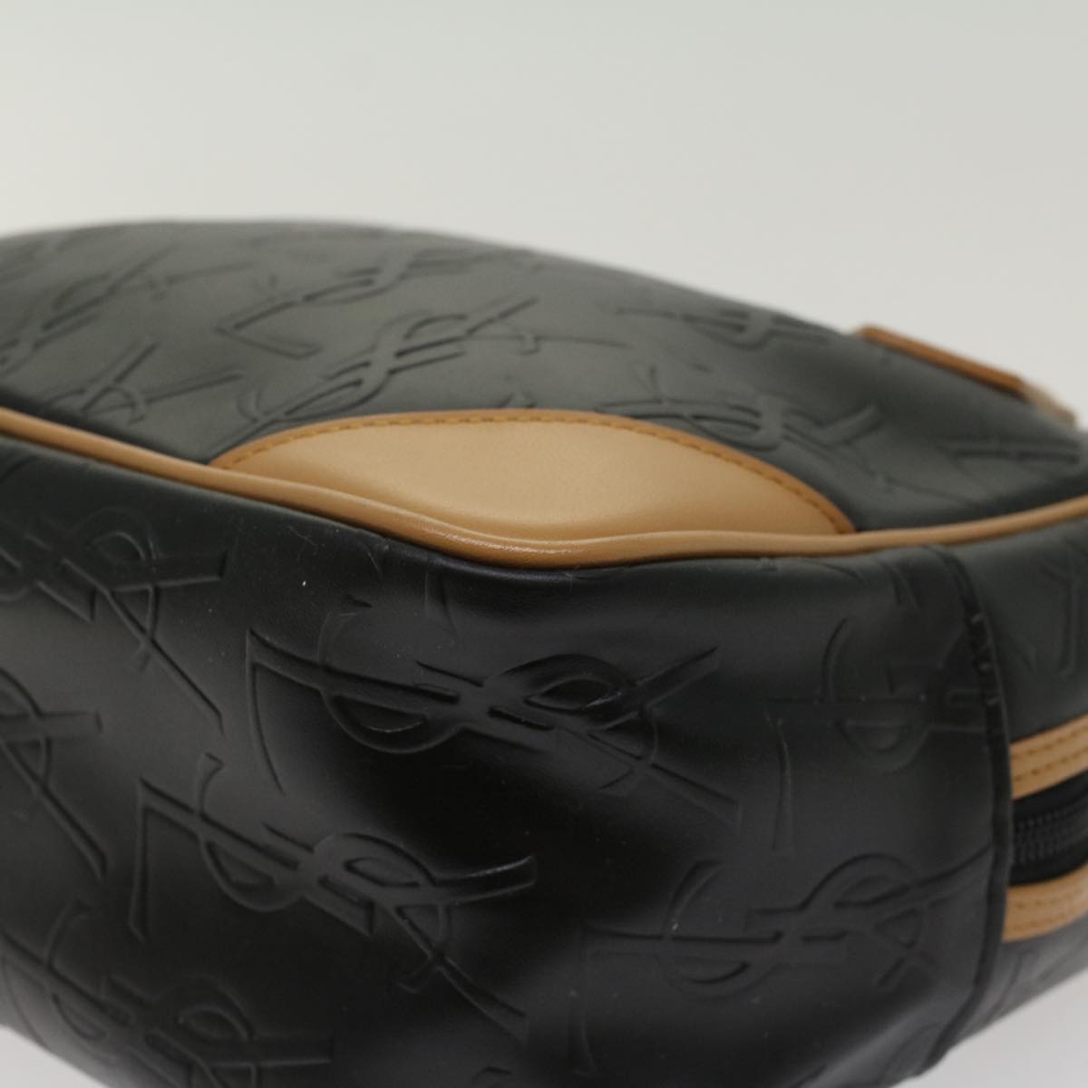 SAINT LAURENT Hand Bag PVC Leather Black Auth yk7824B