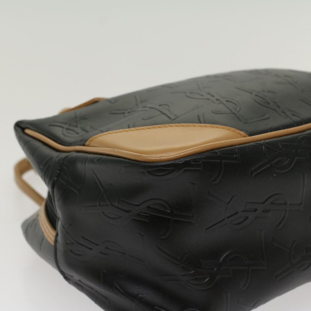 SAINT LAURENT Hand Bag PVC Leather Black Auth yk7824B