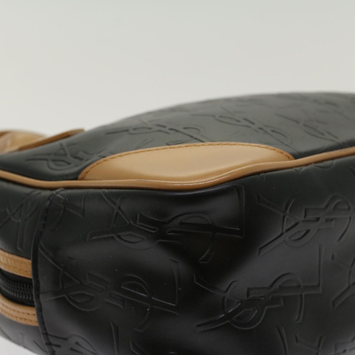SAINT LAURENT Hand Bag PVC Leather Black Auth yk7824B