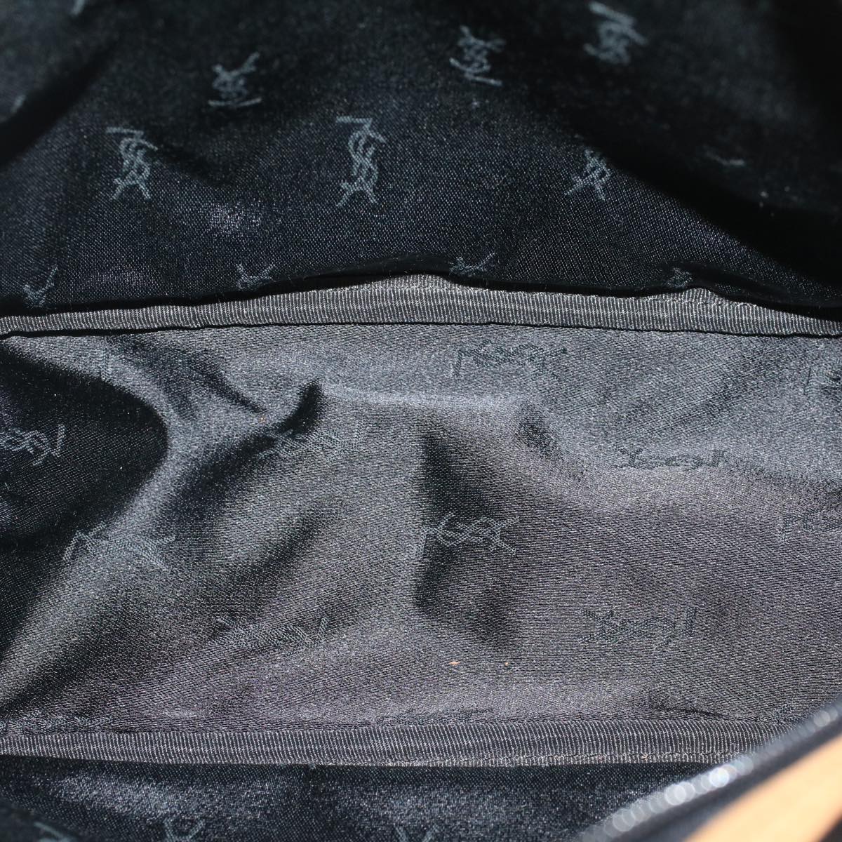 SAINT LAURENT Hand Bag PVC Leather Black Auth yk7824B