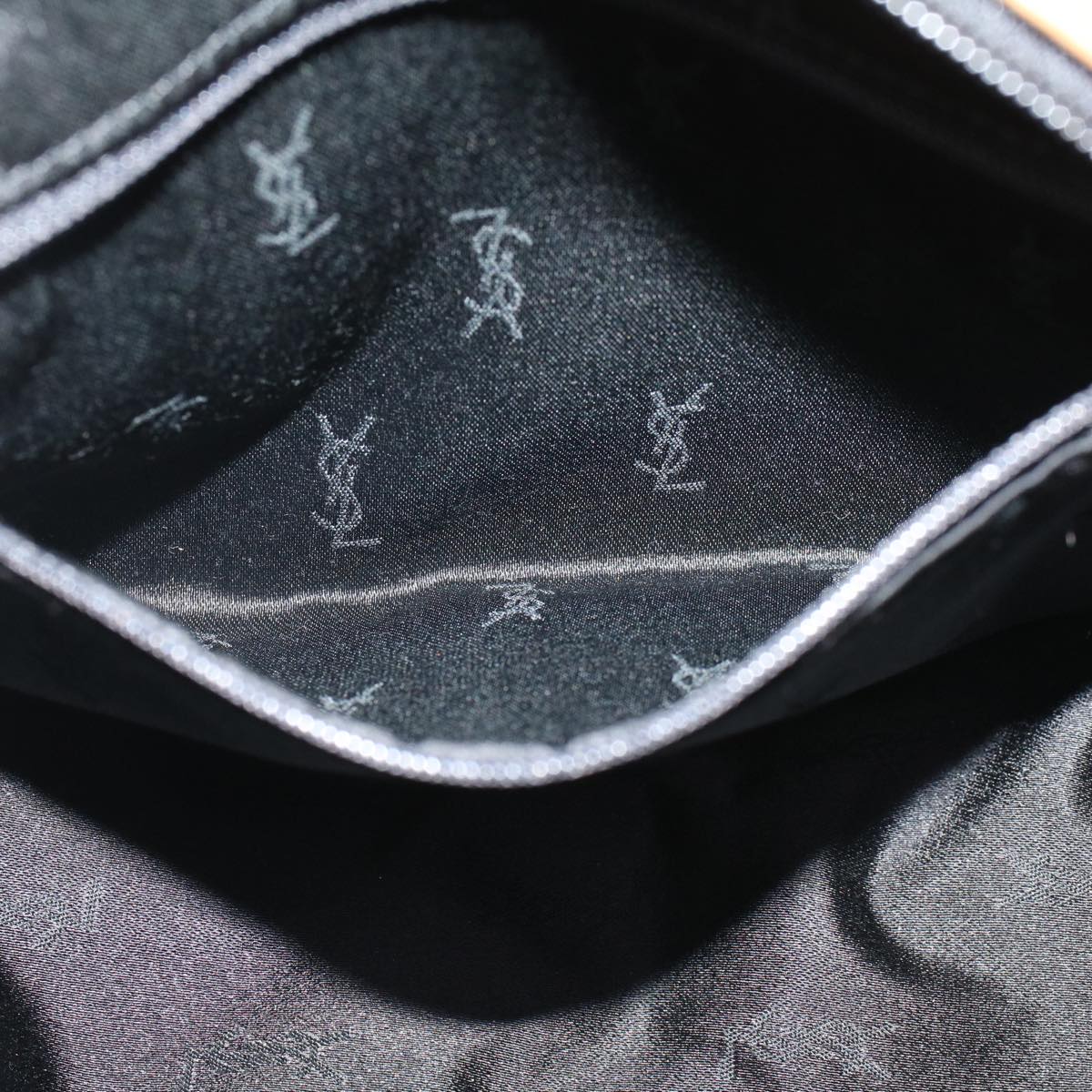 SAINT LAURENT Hand Bag PVC Leather Black Auth yk7824B
