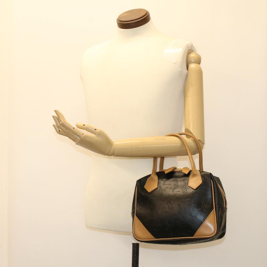 SAINT LAURENT Hand Bag PVC Leather Black Auth yk7824B