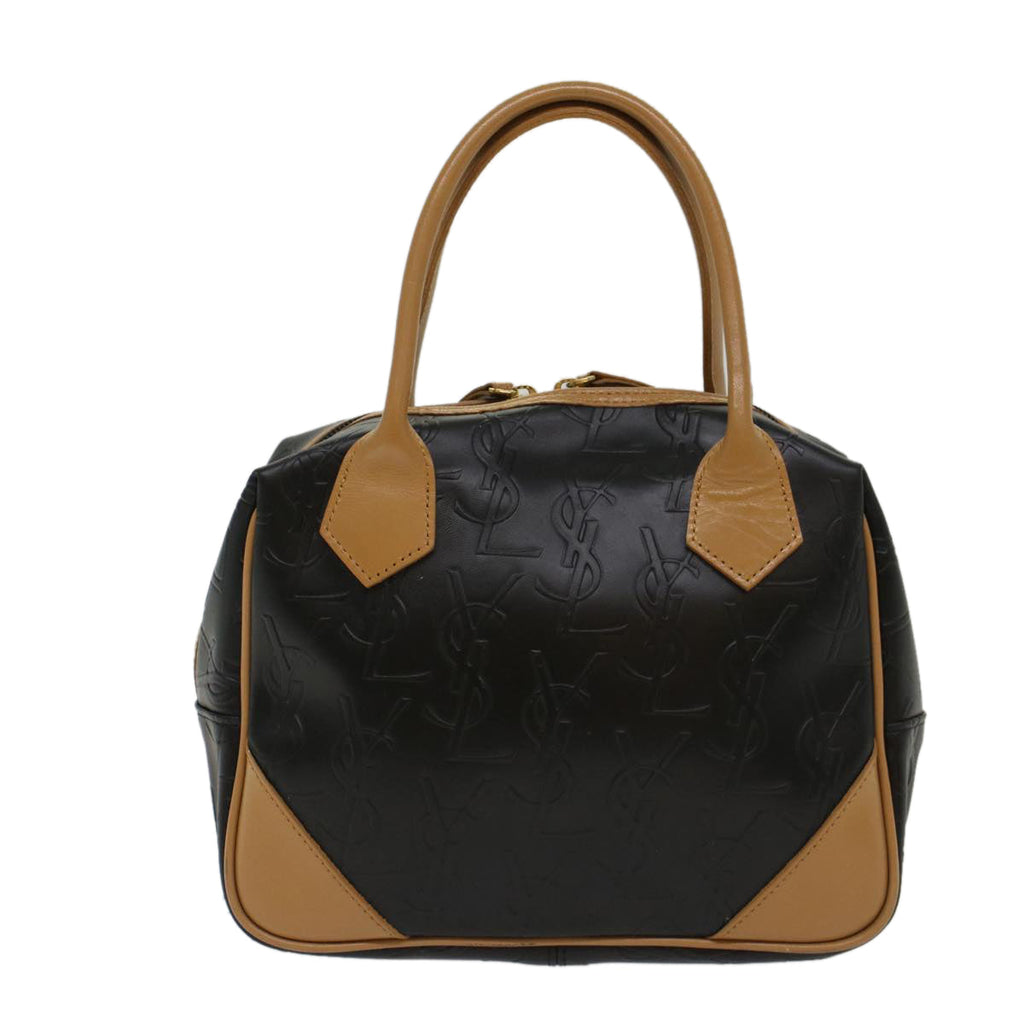 SAINT LAURENT Hand Bag PVC Leather Black Auth yk7824B