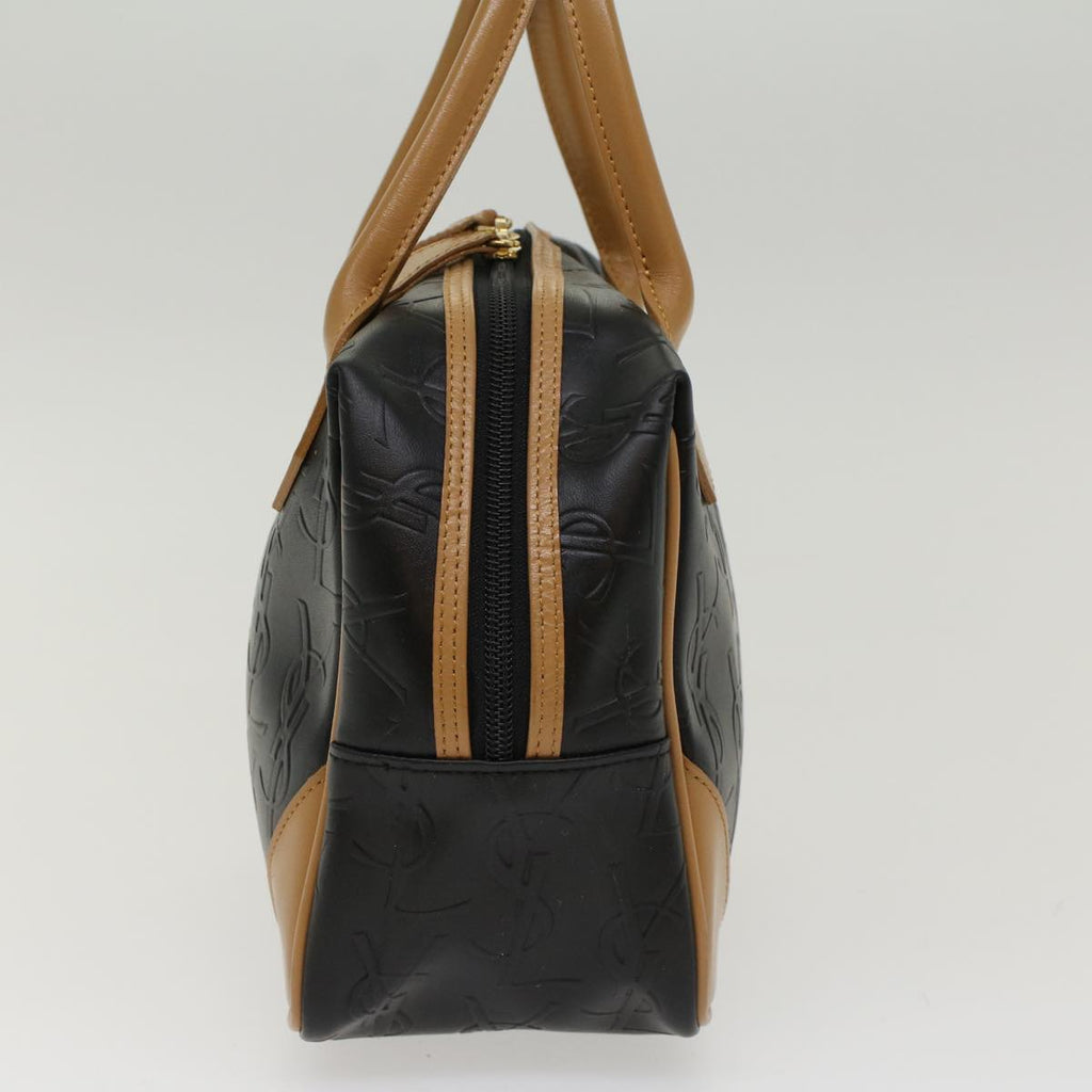 SAINT LAURENT Hand Bag PVC Leather Black Auth yk7824B