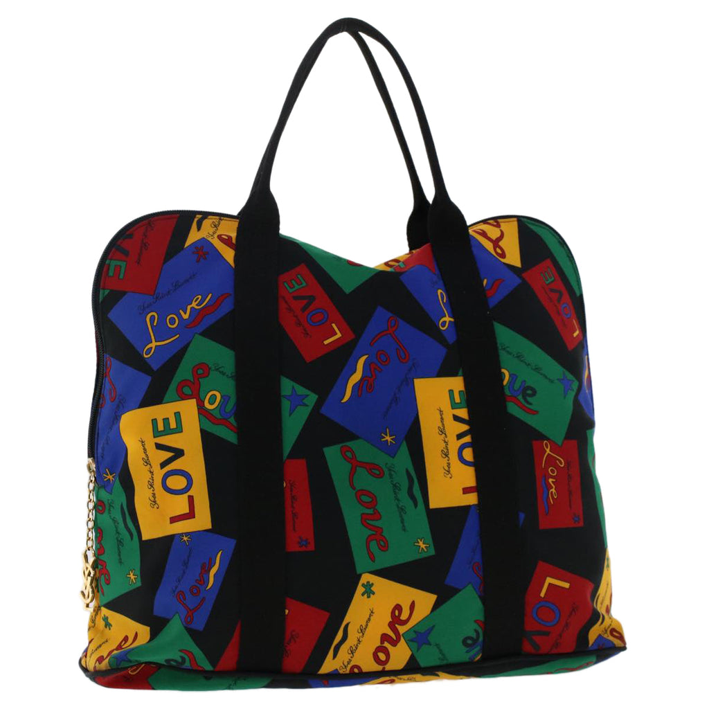 SAINT LAURENT LOVE Hand Bag Nylon Black Multicolor Auth yk7924